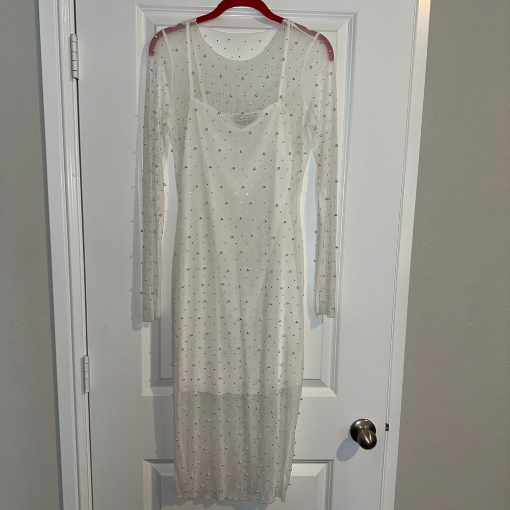 Sincerely Jules midi mesh overlay with white slip